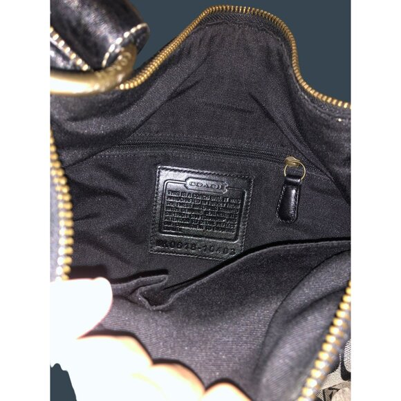 Coach Signature Hobo Bag Black & Gray Canvas Leather Adjustable Strap - Picture 5 of 9